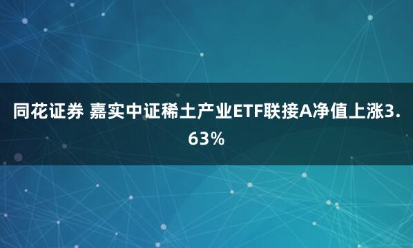 同花证券 嘉实中证稀土产业ETF联接A净值上涨3.63%